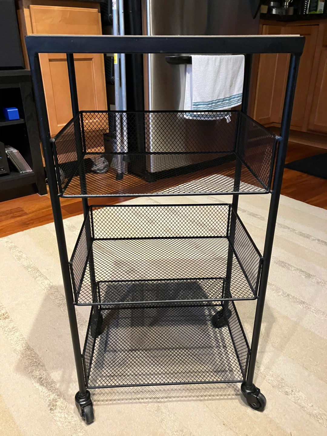 Rolling Storage Cart with Wood Top - photo 2
