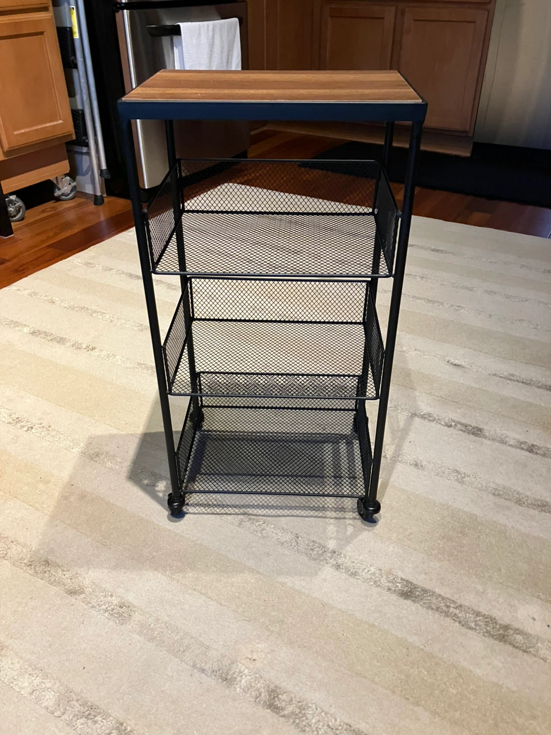 Rolling Storage Cart with Wood Top - photo 3
