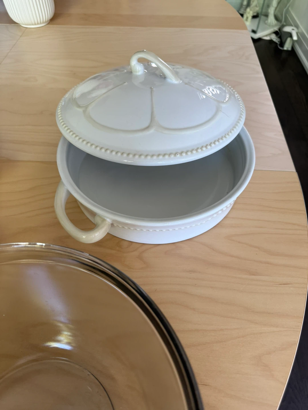 White Ceramic Casserole Dish with Lid