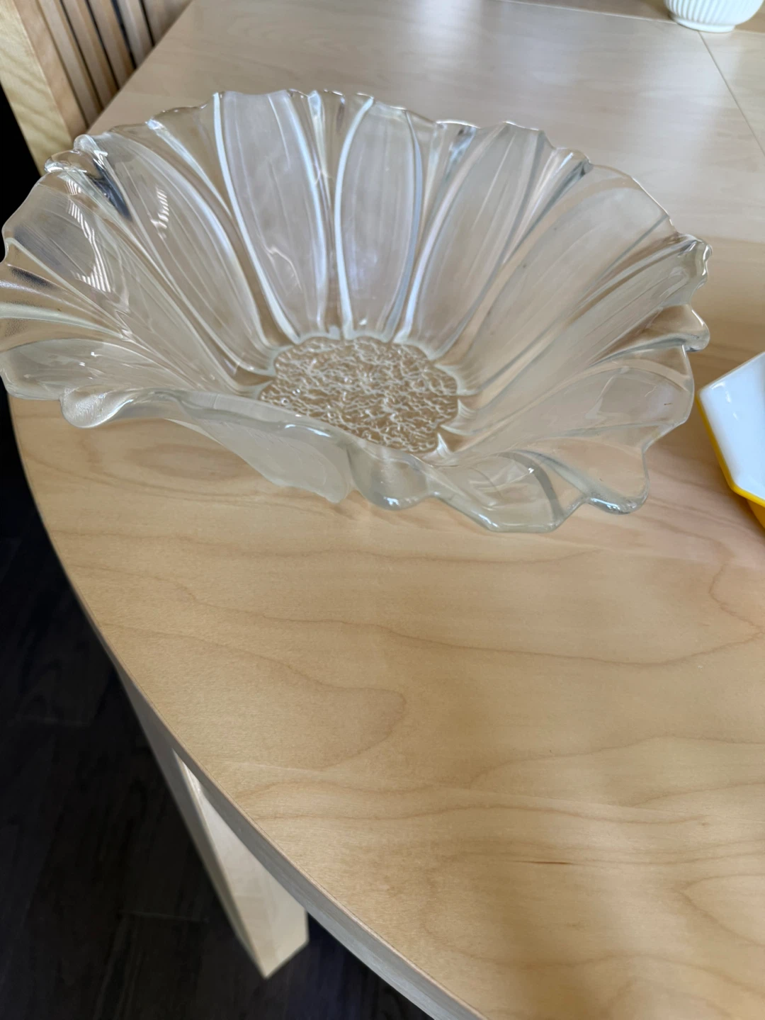 Glass Flower Shaped Serving Bowl