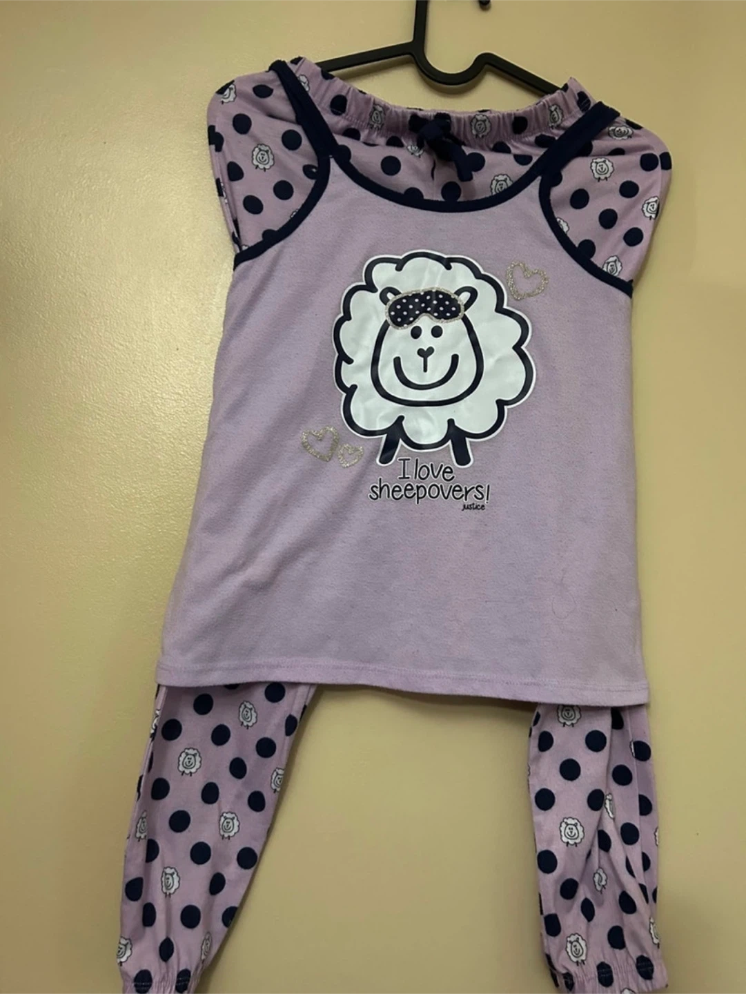 Justice Purple Pajama Set Size 8 (Polka dot pants & tank top) - photo 3