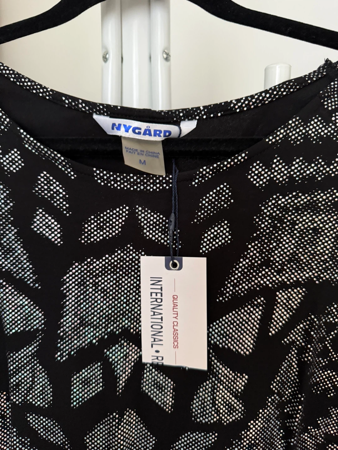 Nygard Women's Black & Silver Geometric Print Long Sleeve Top - photo 3