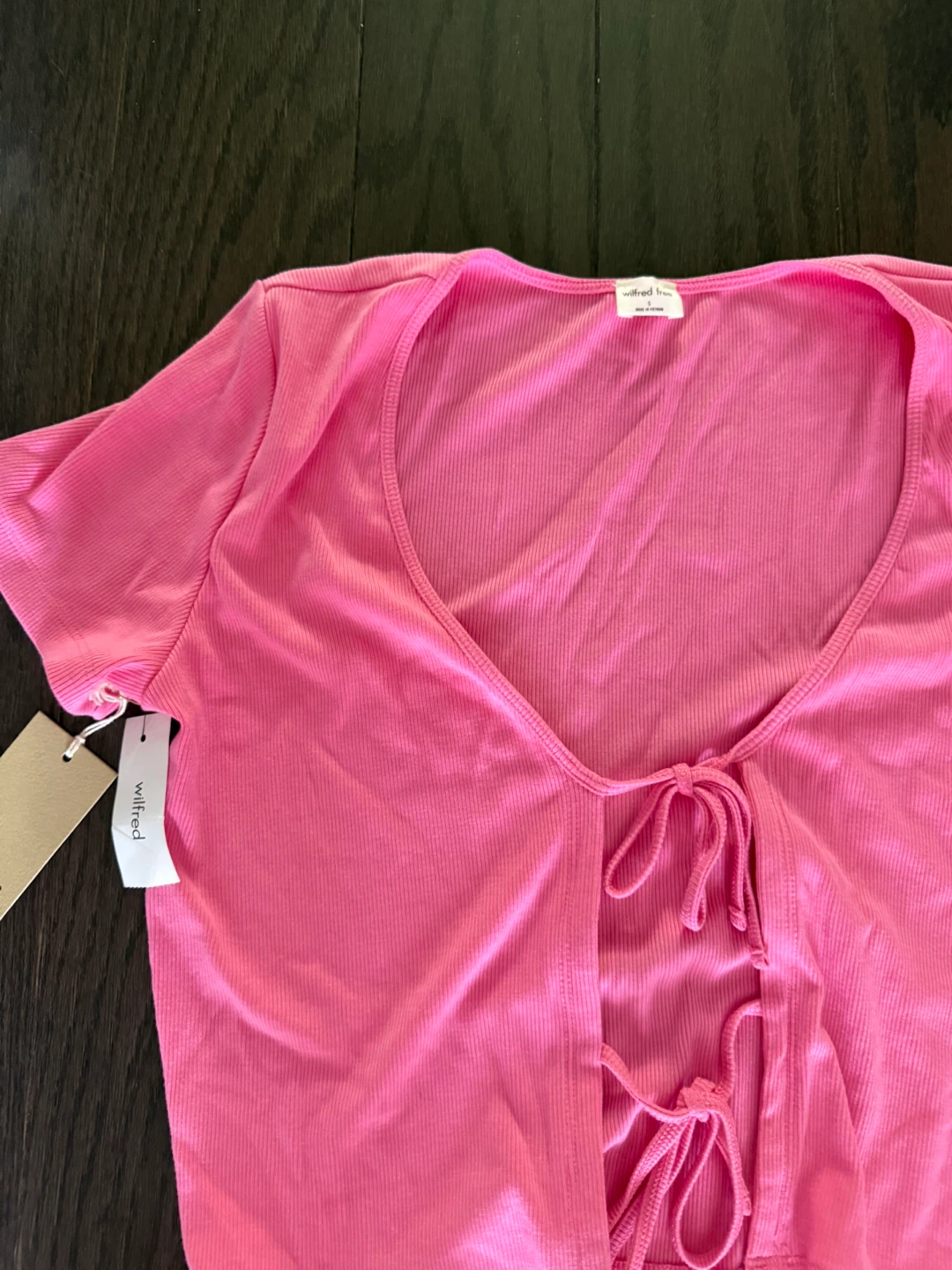 Wilfred Pink Tie-Front Crop Top & Gap Wide-Leg Jeans - photo 3