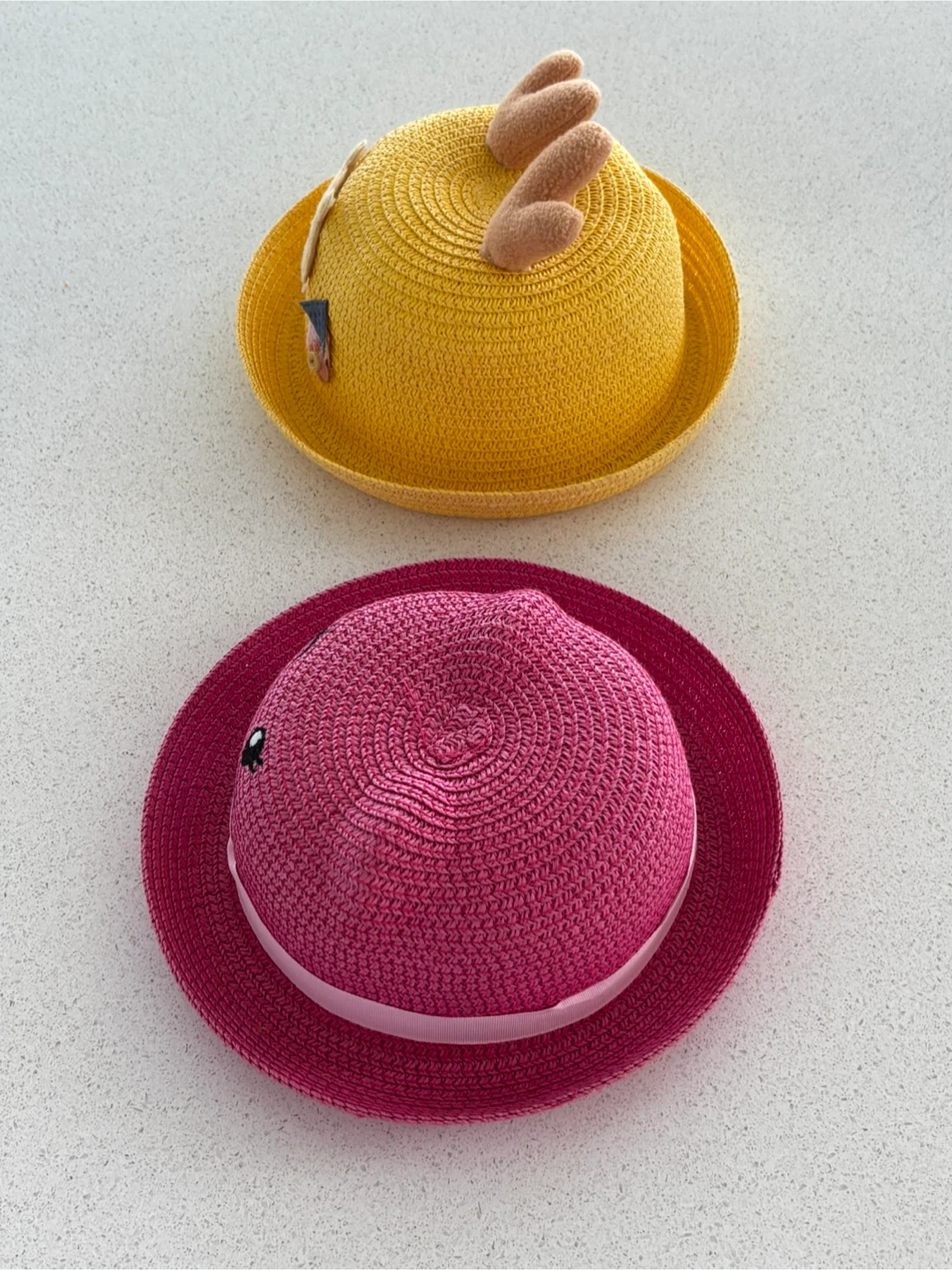 Italian couture Kids Straw Hats - Yellow Bear & Pink Cat - photo 3