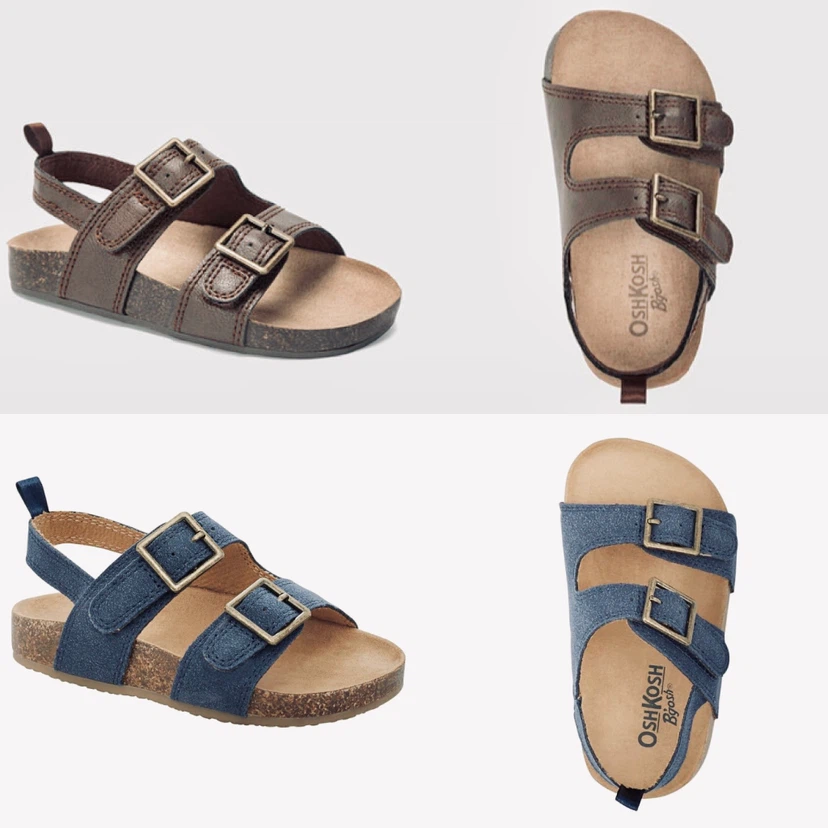 Kids 2-Strap Sandals Boys Size 10, 11, 13 Adjustable Buckles NEW