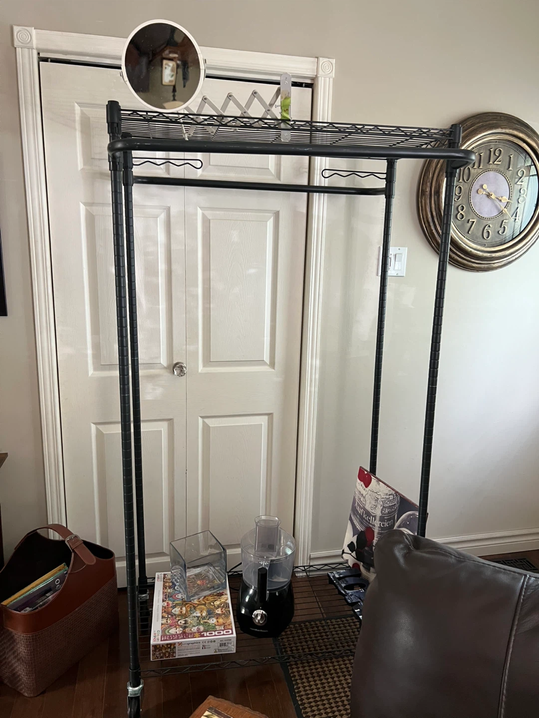 Double clothing rack with shelves