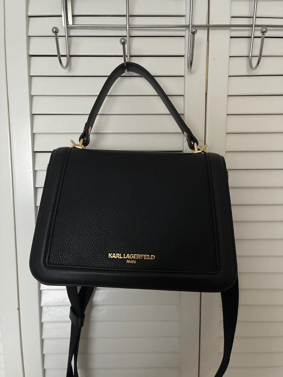 Karl Lagerfeld Paris Black Leather Handbag