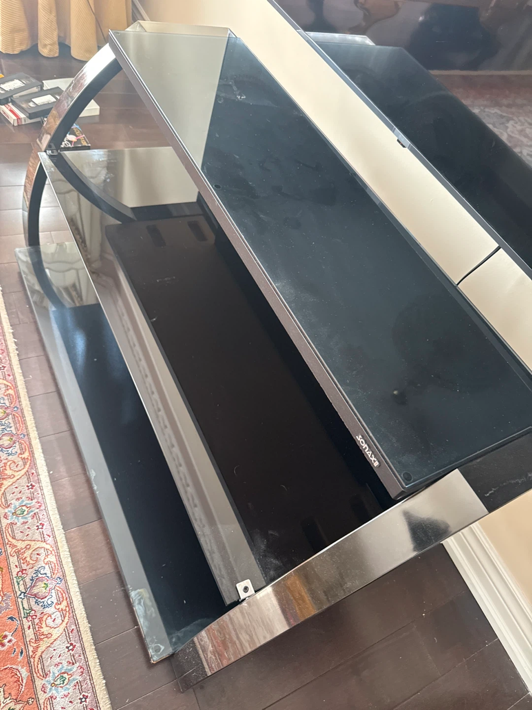 Sonax TV Stand - Black Glass and Chrome - photo 2