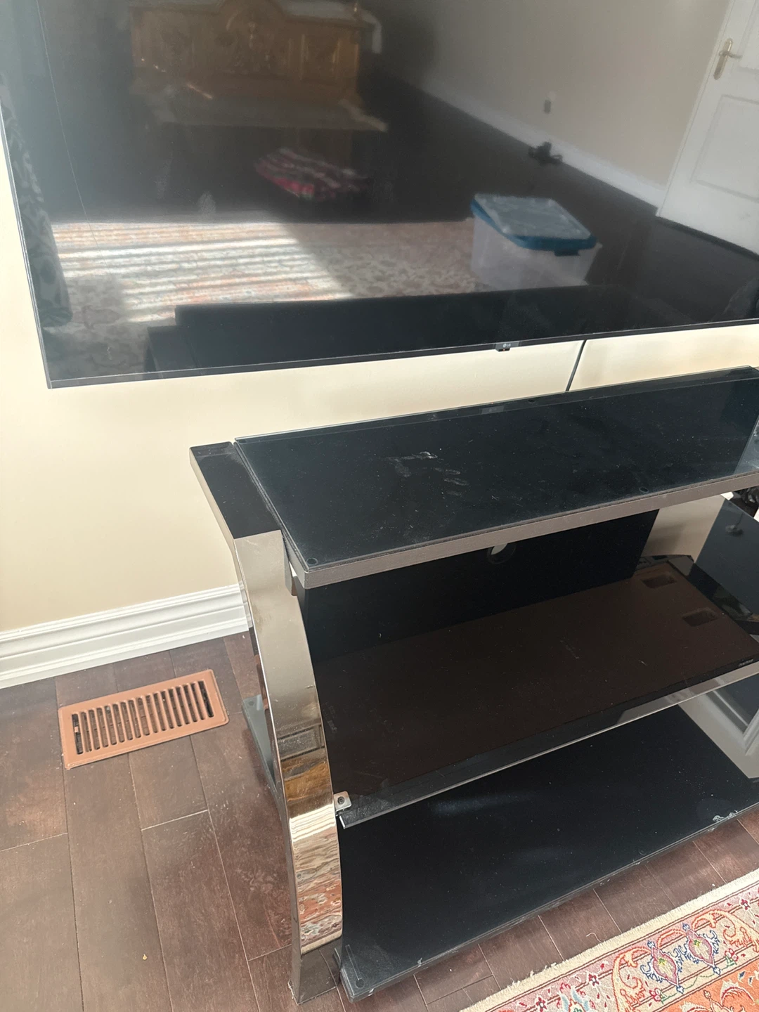 Sonax TV Stand - Black Glass and Chrome - photo 3