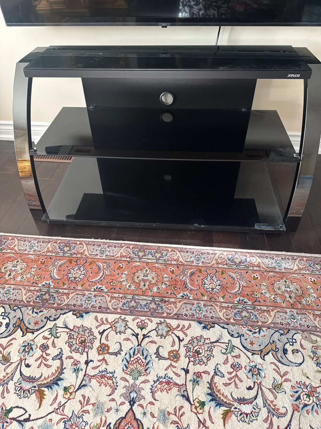 Sonax TV Stand - Black Glass and Chrome