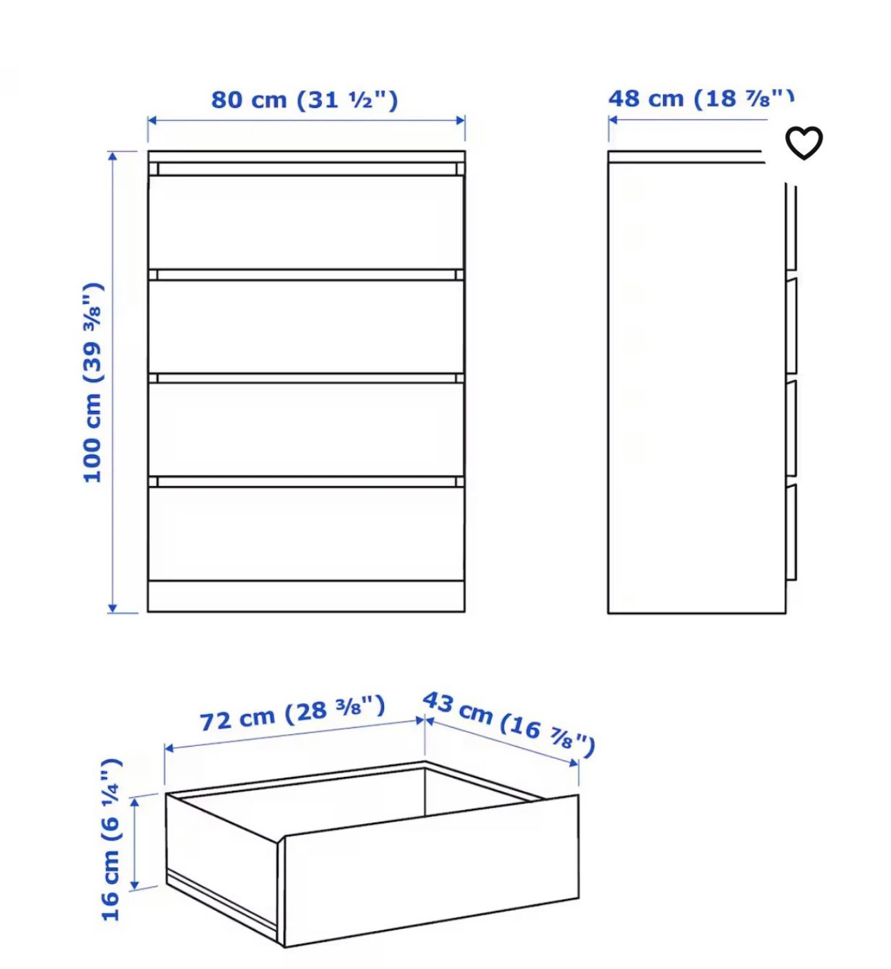 IKEA MALM 4-Drawer Chest - Black-Brown - photo 3