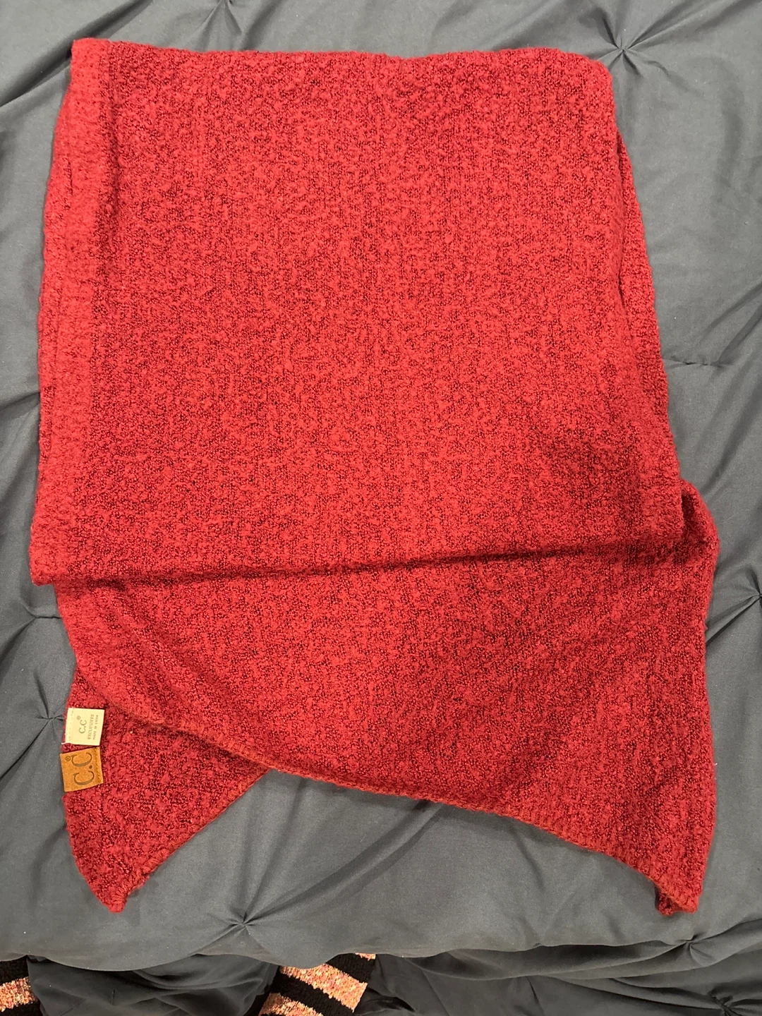 CC Red Fuzzy Knit Scarf - photo 2