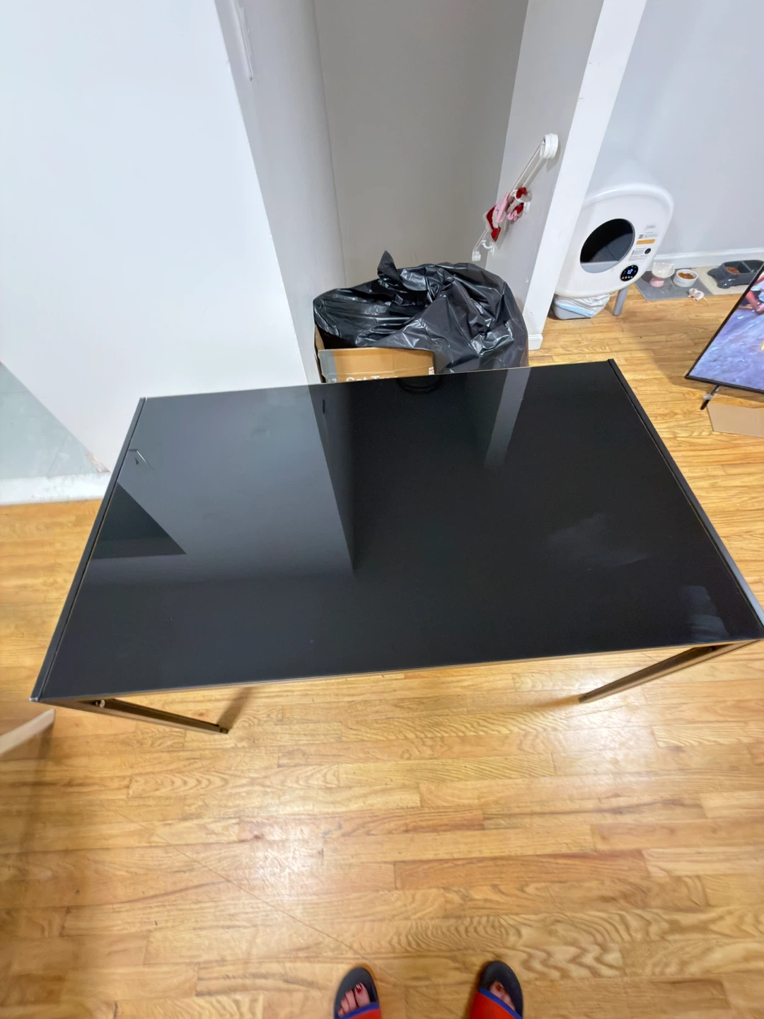 Black Glass Top Dining Table - photo 2