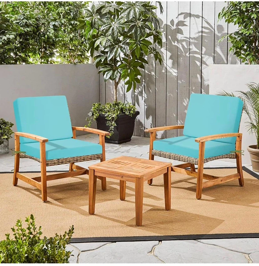 Turquoise Outdoor Chair Cushions (Set of 2)