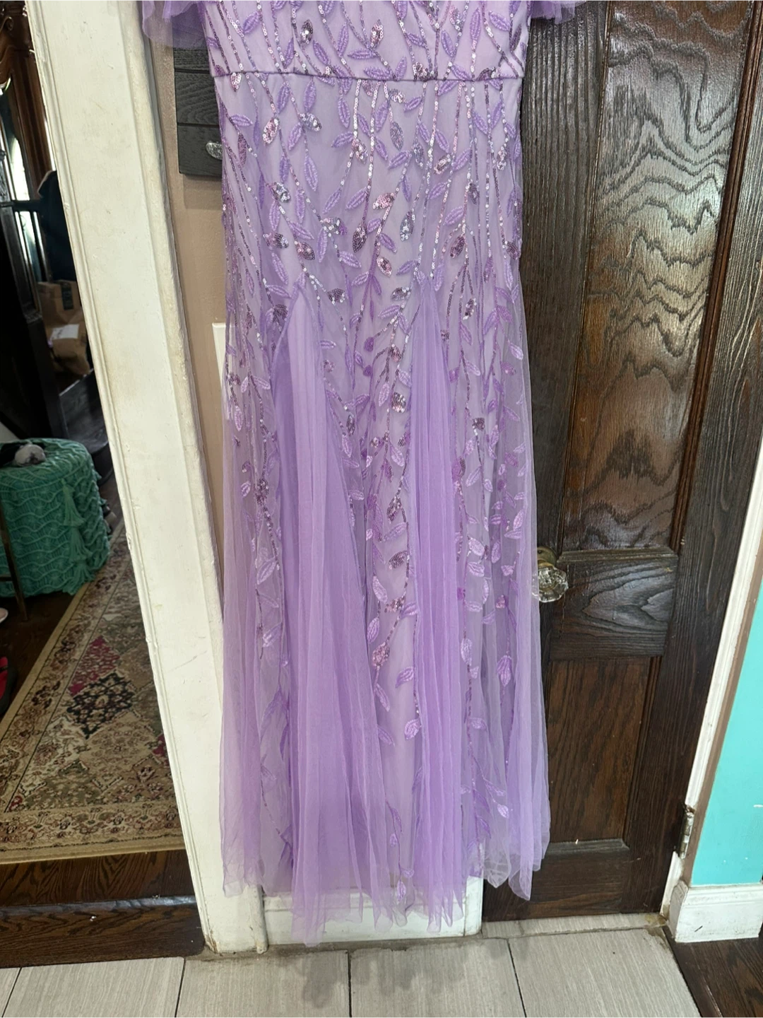 Ever-Pretty Lavender Sequin Floral Dress - photo 4