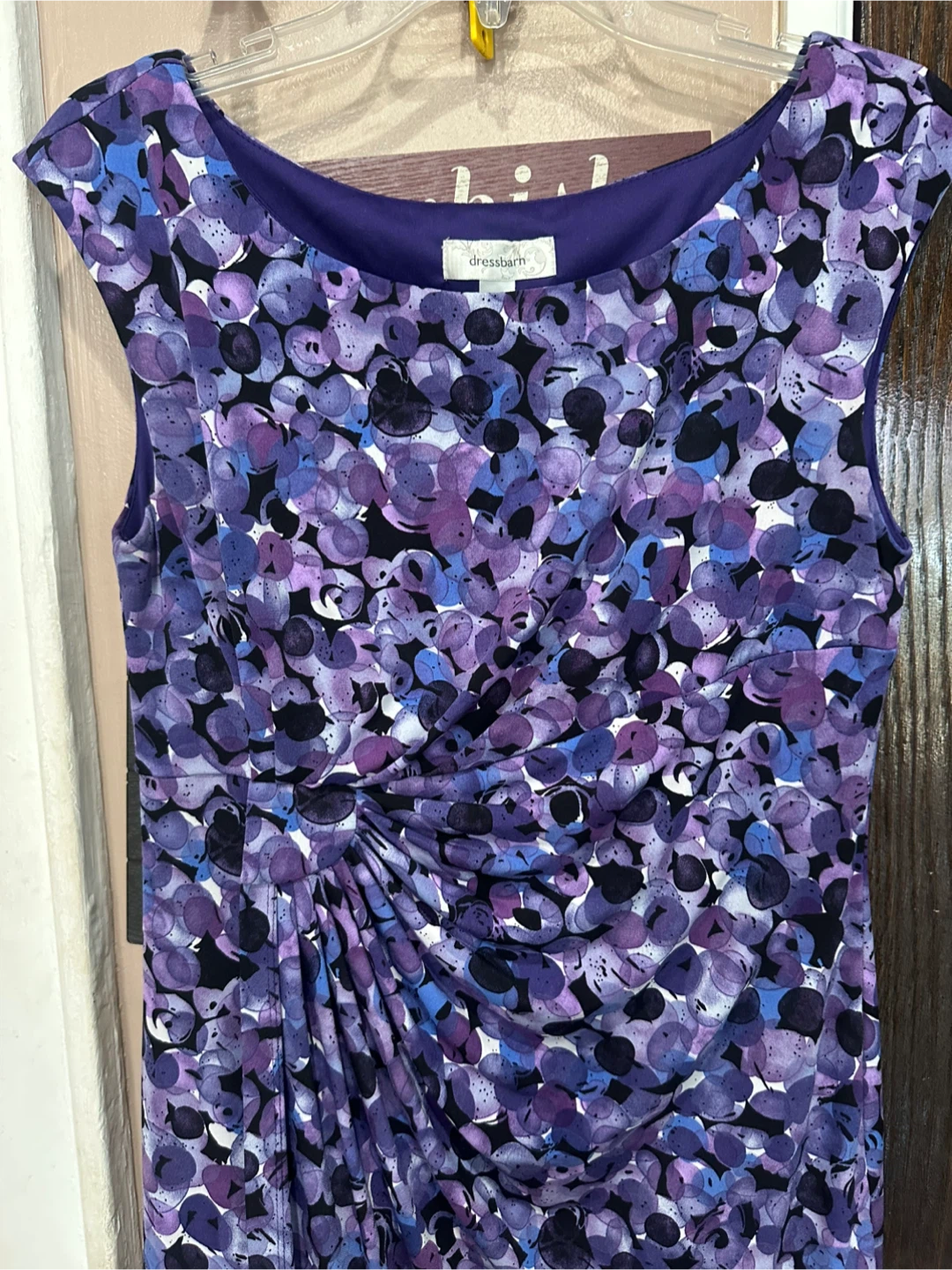 Dressbarn Petite Blue & Purple Floral Print Dress Size 12 - photo 2