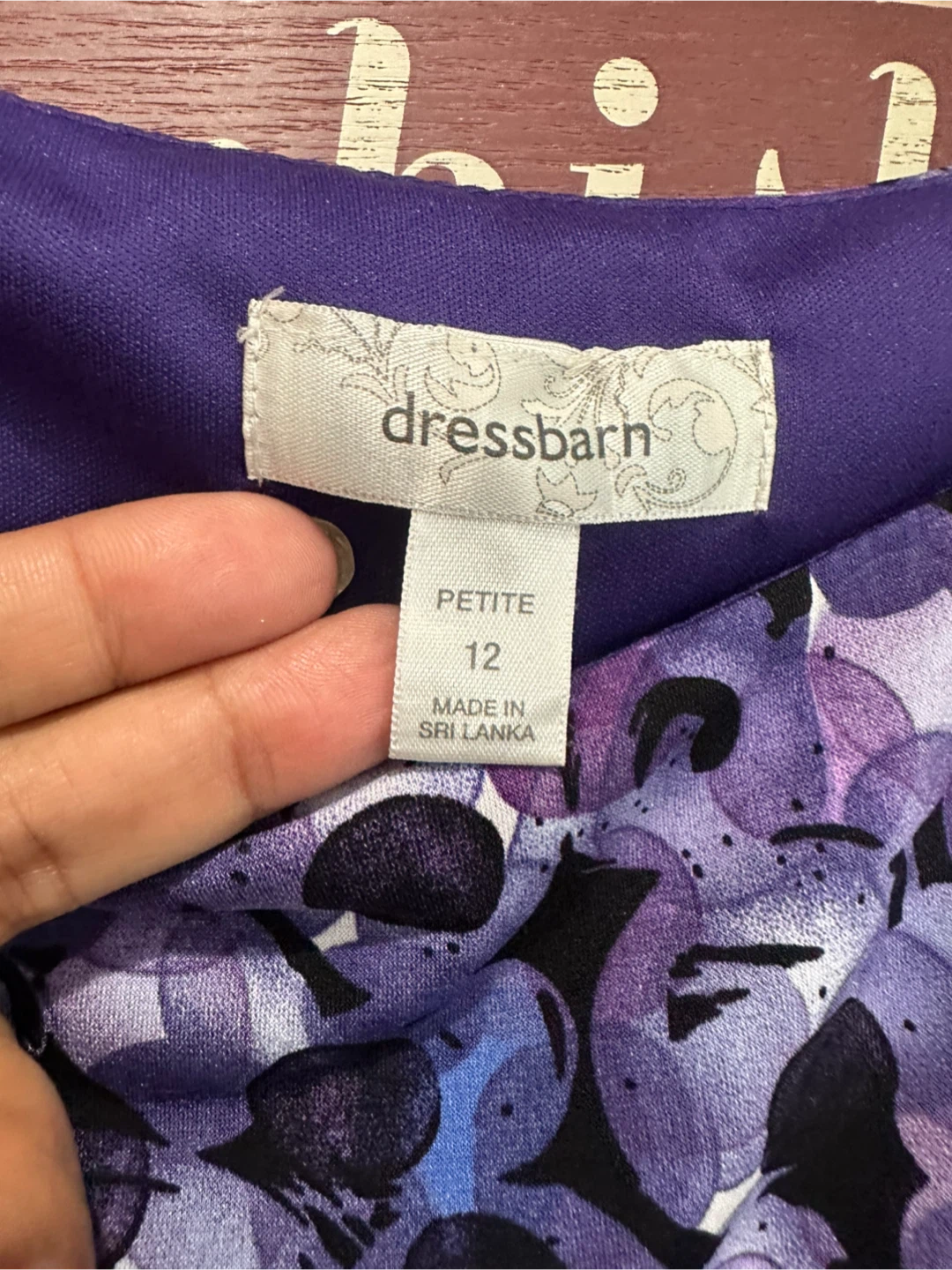 Dressbarn Petite Blue & Purple Floral Print Dress Size 12 - photo 3