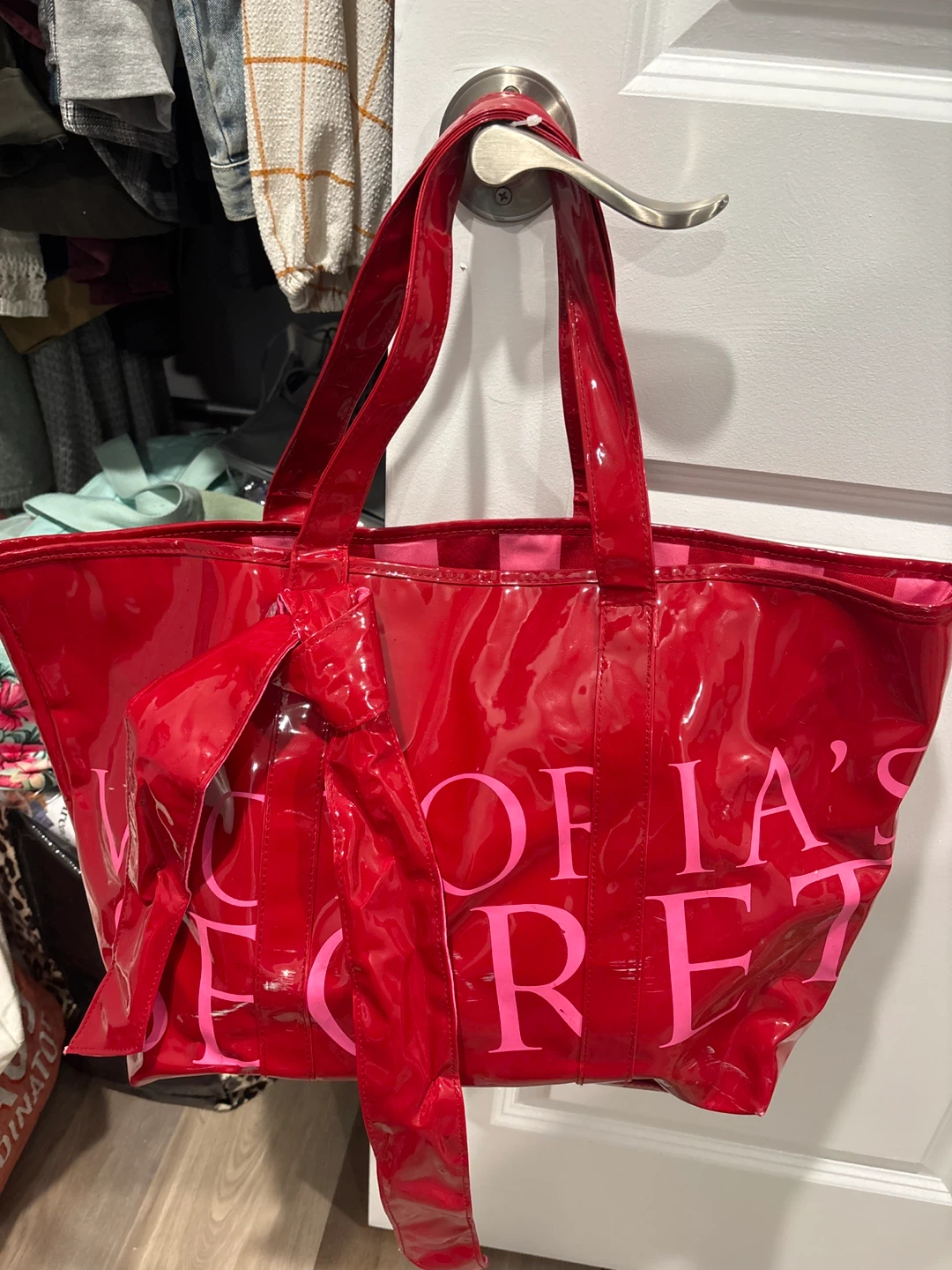 Victoria's Secret Red Patent Tote Bag