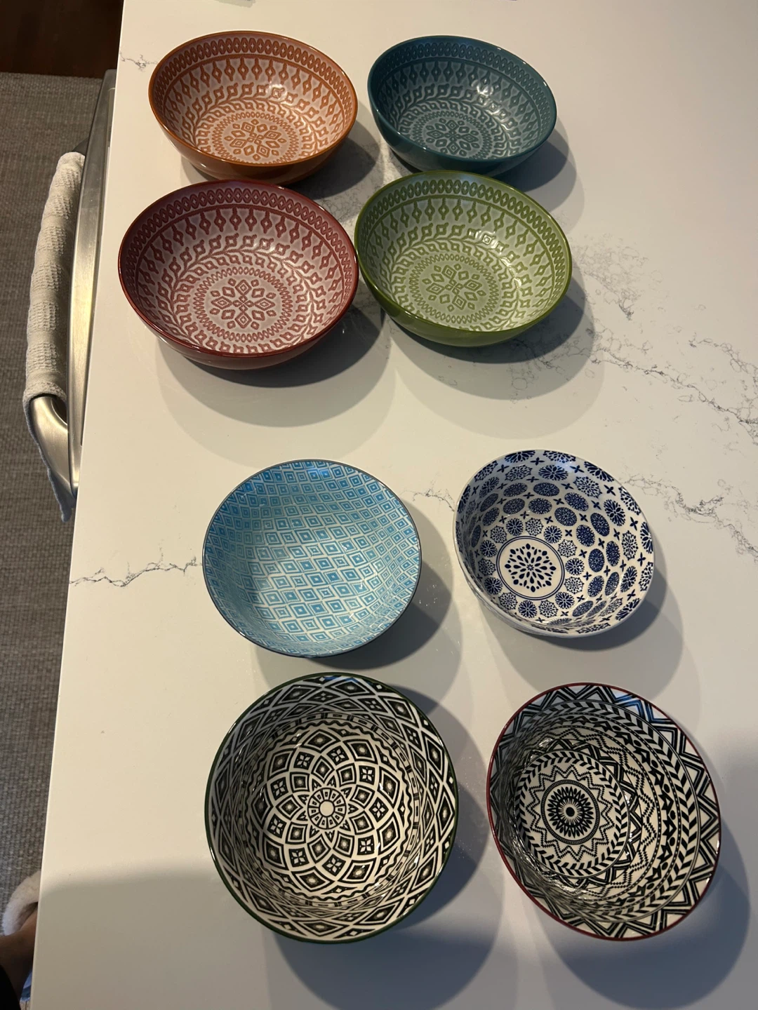 Set of 8 Decorative Ceramic Bowls