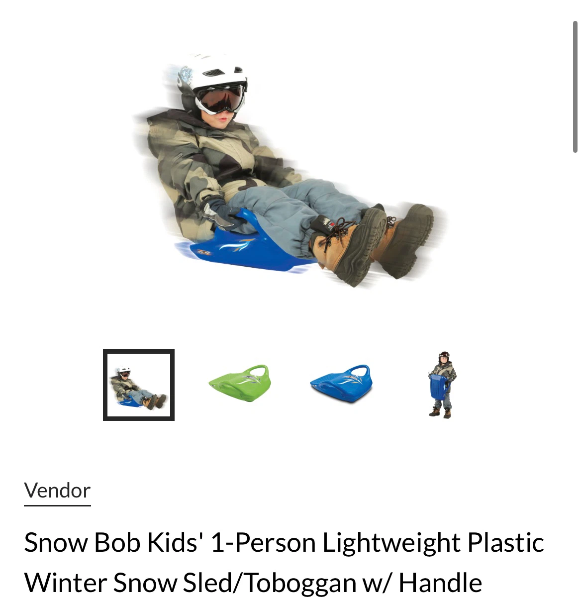 SnowBob Blue Plastic Snow Sled/Toboggan - photo 4