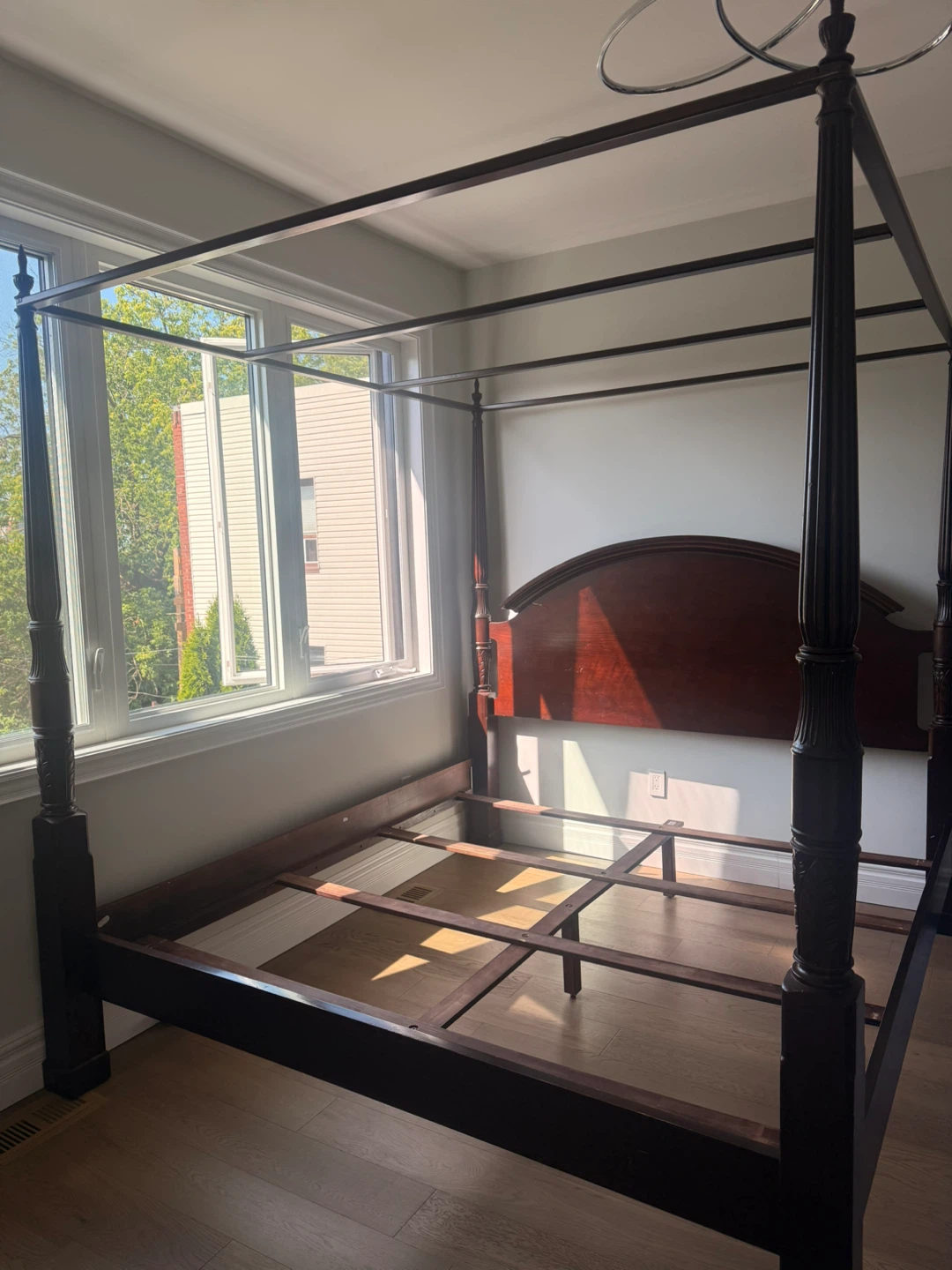 Dark Wood Four Poster Bed Frame