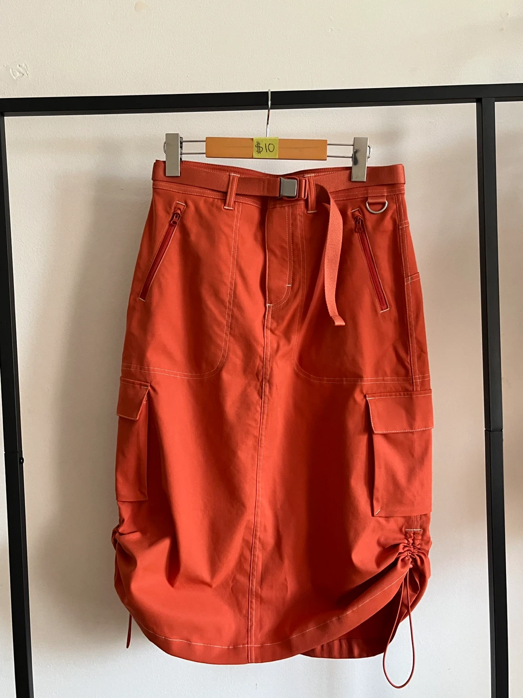 Outer Voices orange cargo skirt S