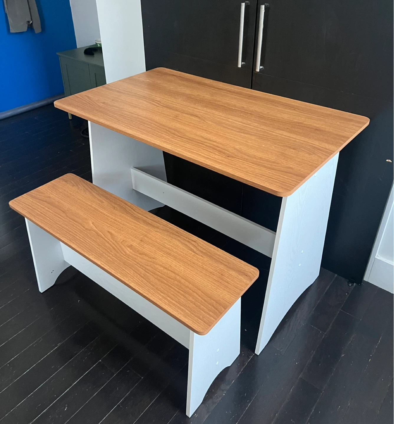 Wood Top Table and Bench Set