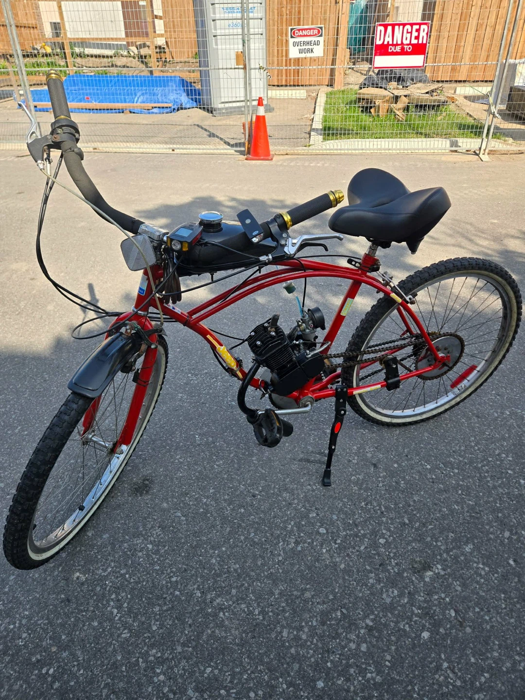 Red Motorized Bicycle with "Classic Cruiser" Decal