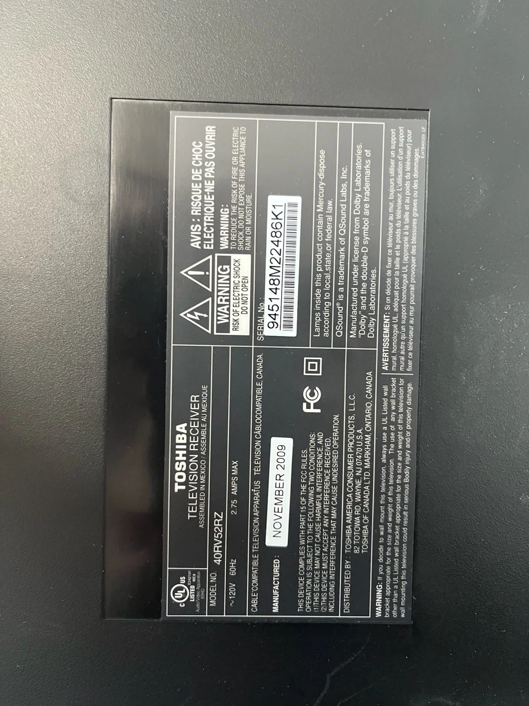 Toshiba LCD 40-inch - photo 3