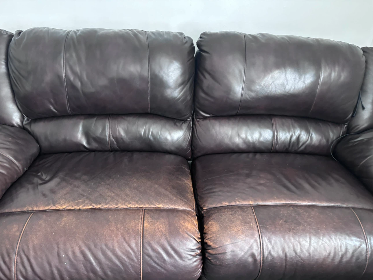 Brown Leather Loveseat Sofa - photo 2