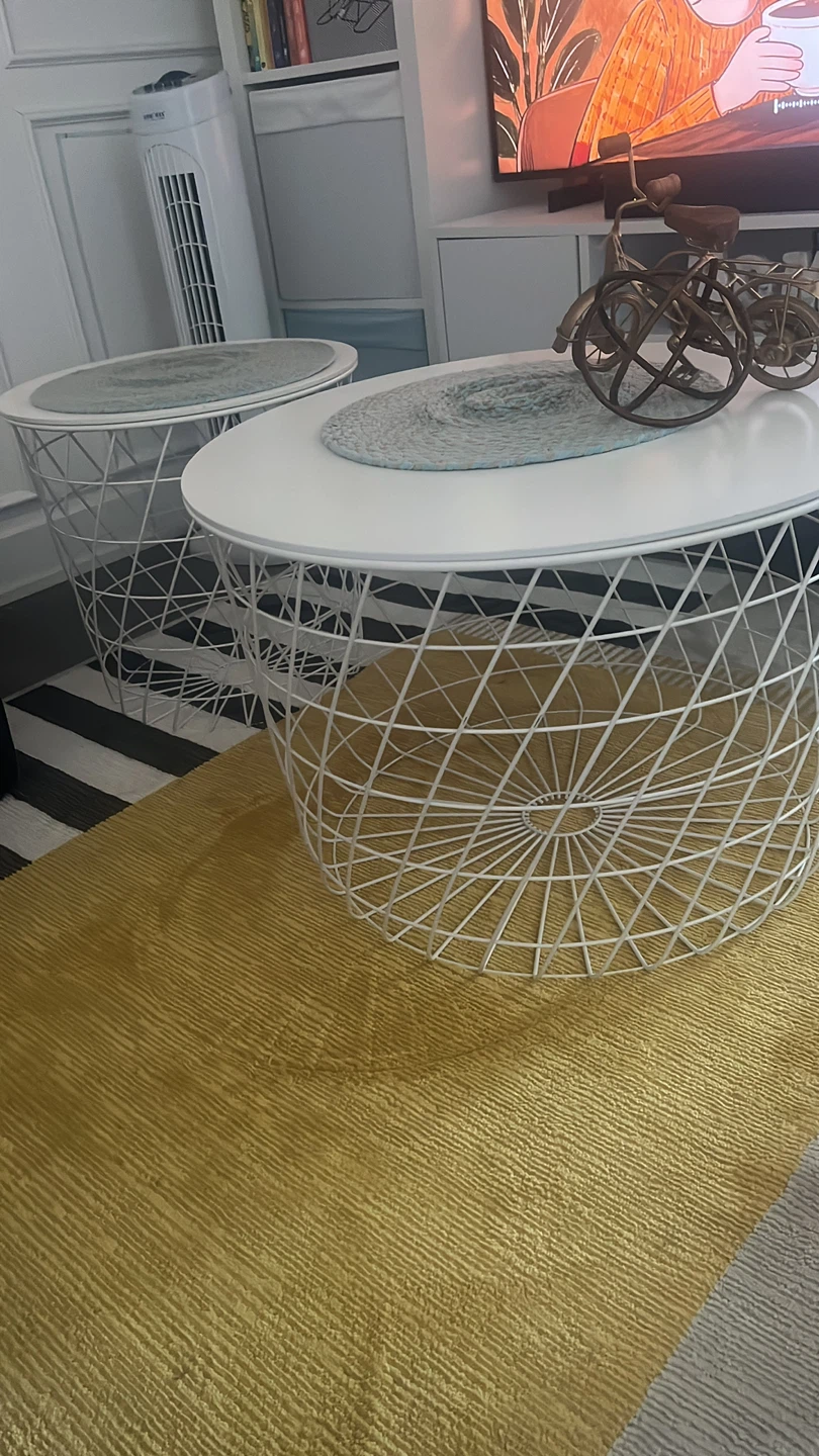 White Wire Basket Accent Tables - Set of 2 (Ikea)