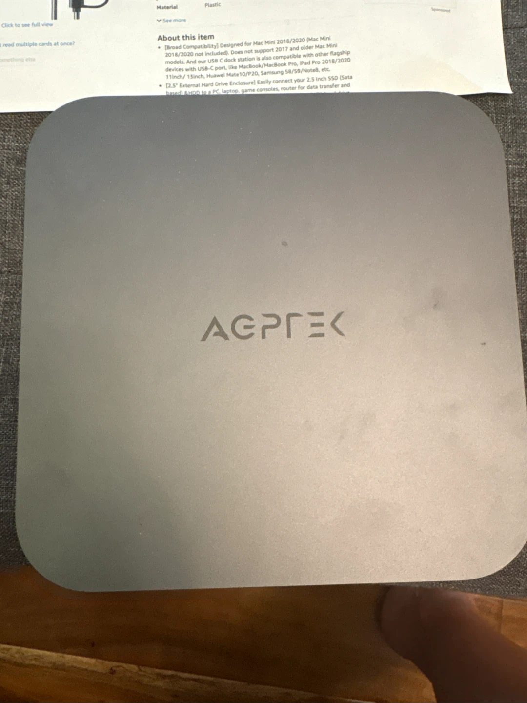 AGPTEK Type-C Hub with Hard Drive Enclosure for Mac mini