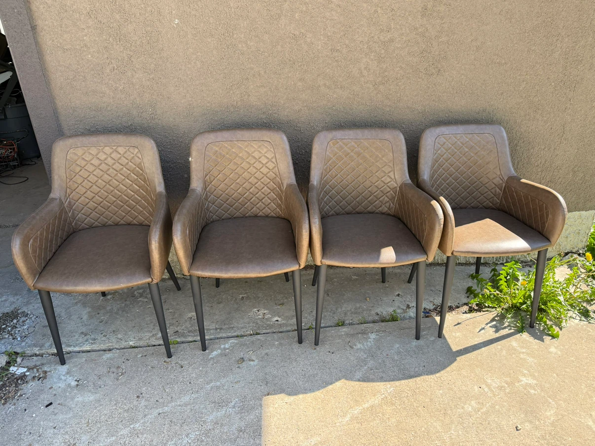 Set of 4 Brown Accent Chairs