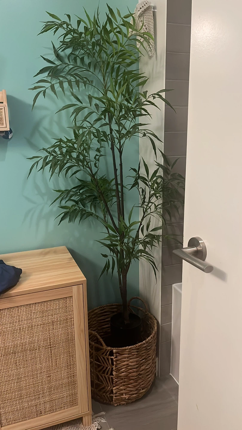 Artificial Bamboo Plant in Woven Basket