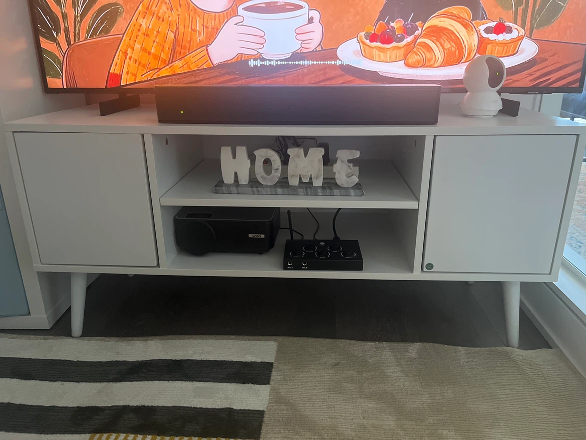White Media Console with Storage