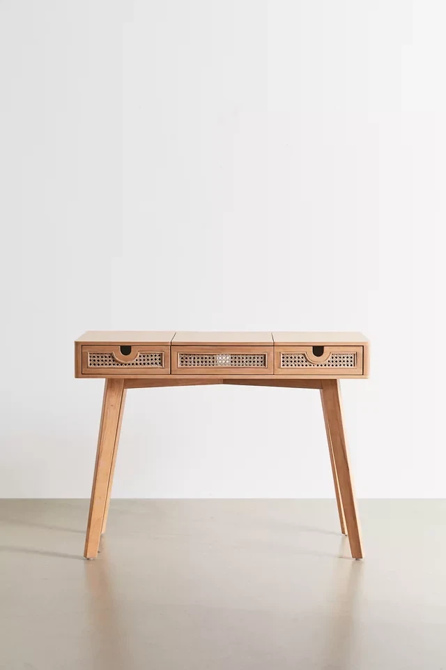 Urban Outfitters Rattan Vanity Desk with Drawers - photo 2