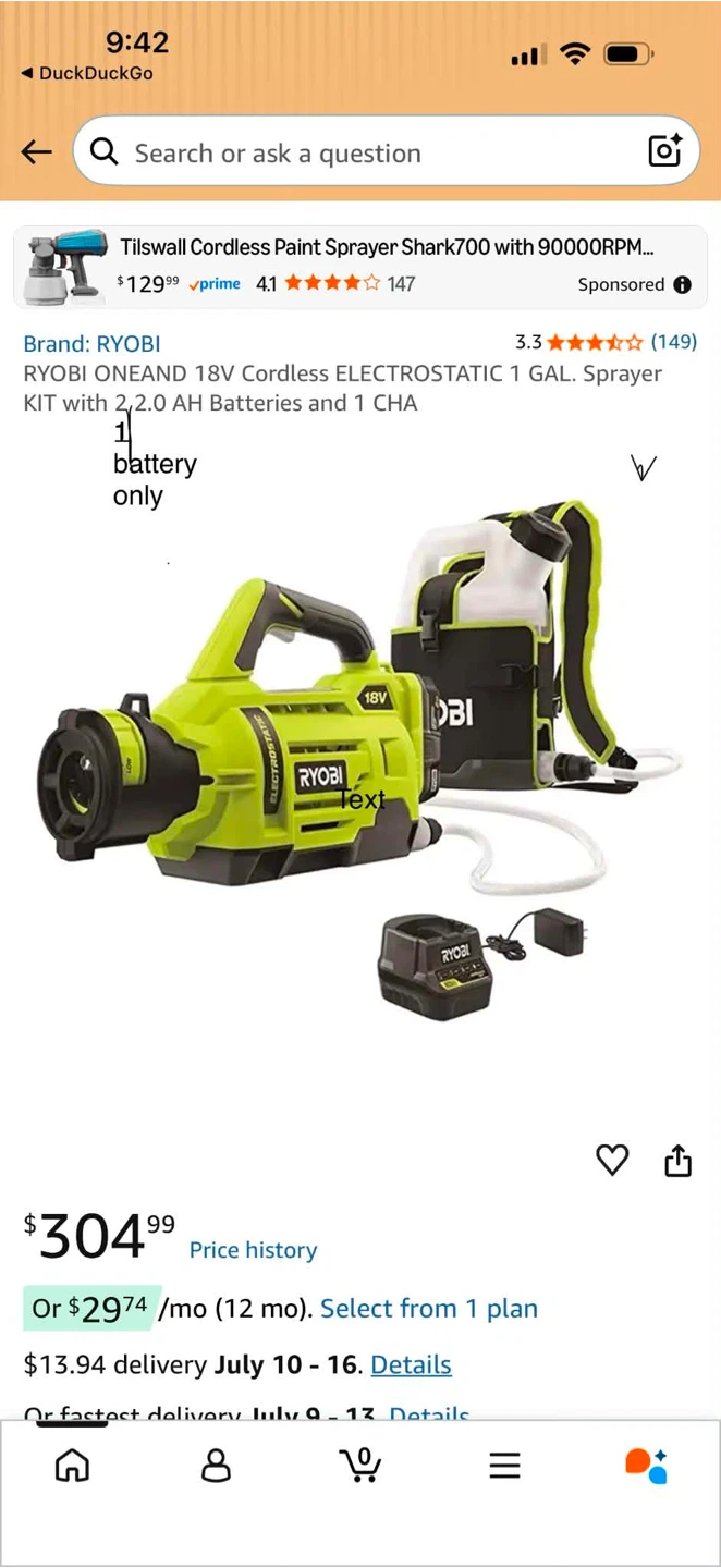Ryobi 18V ONE+ Electrostatic Sprayer 1 Gallon - photo 2