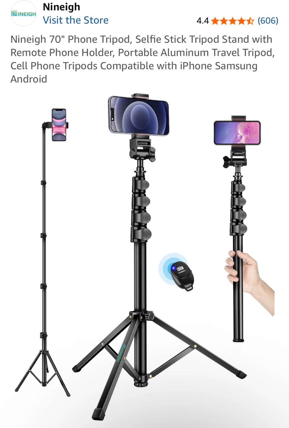 Nineigh 70" Phone Tripod, Selfie Stick