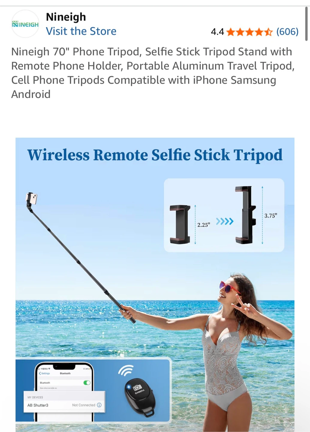 Nineigh 70" Phone Tripod, Selfie Stick - photo 3