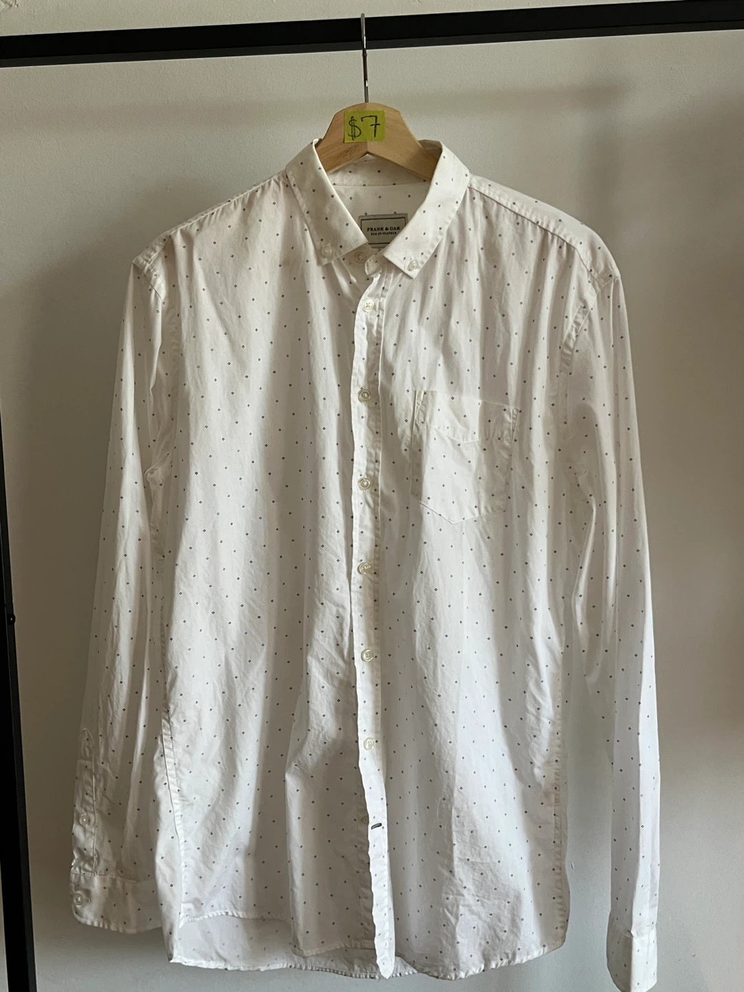 Frank & Oak men’s white button up shirt with dot print M - photo 2
