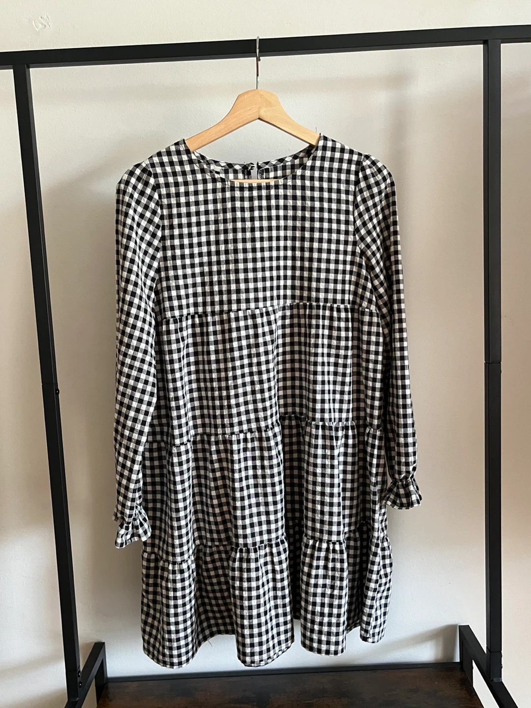 Gingham black & white a-line dress no size