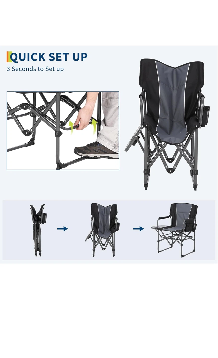 Folding Camp Chair with Side Table and Cup Holder - photo 2