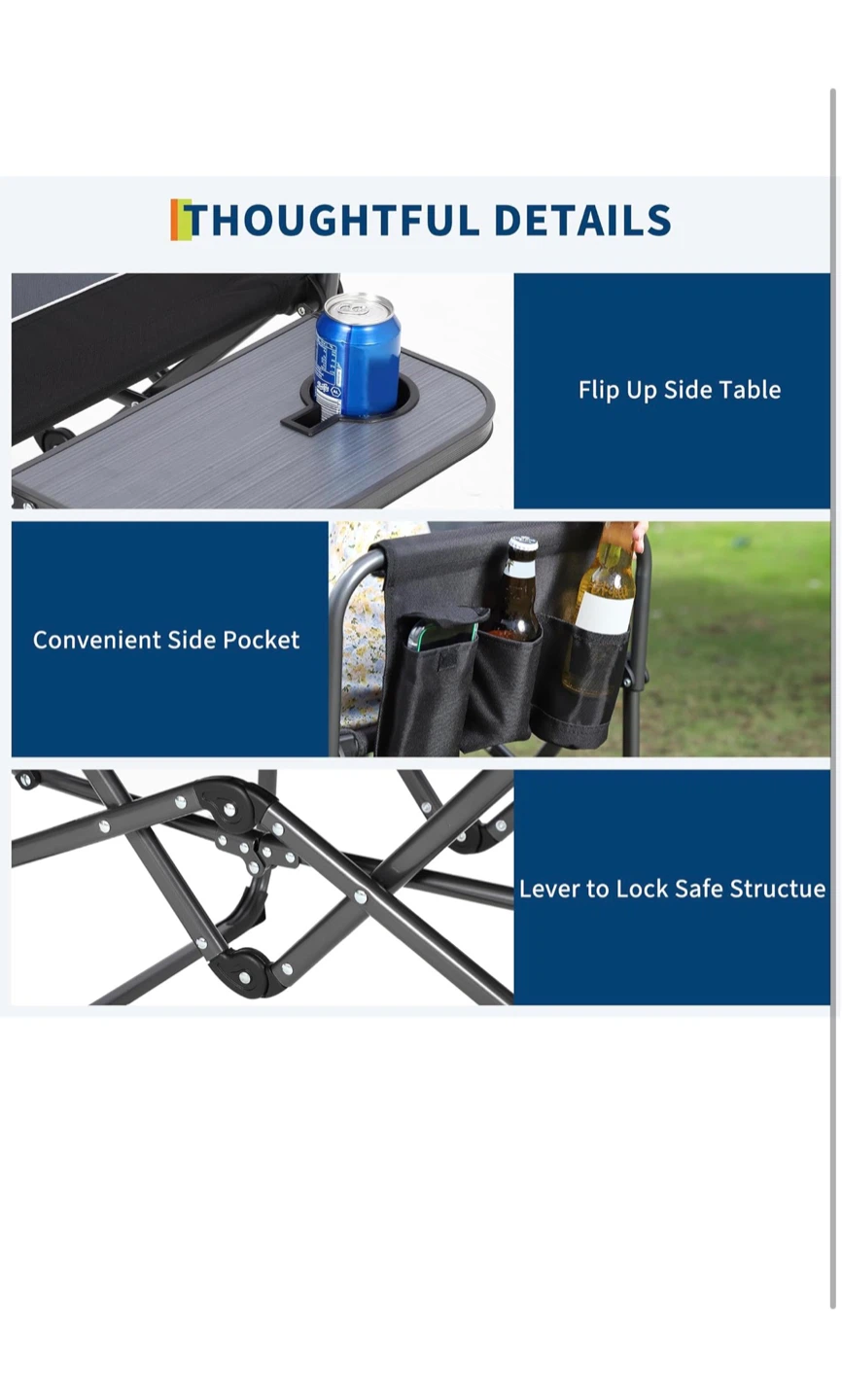 Folding Camp Chair with Side Table and Cup Holder - photo 4
