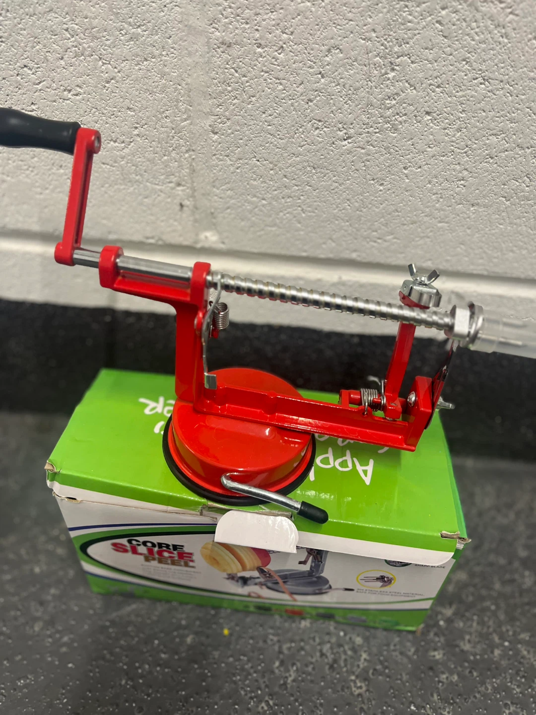 Oyestad Heavy Duty  Steel Apple Peeler, Corer, Slicer - Red