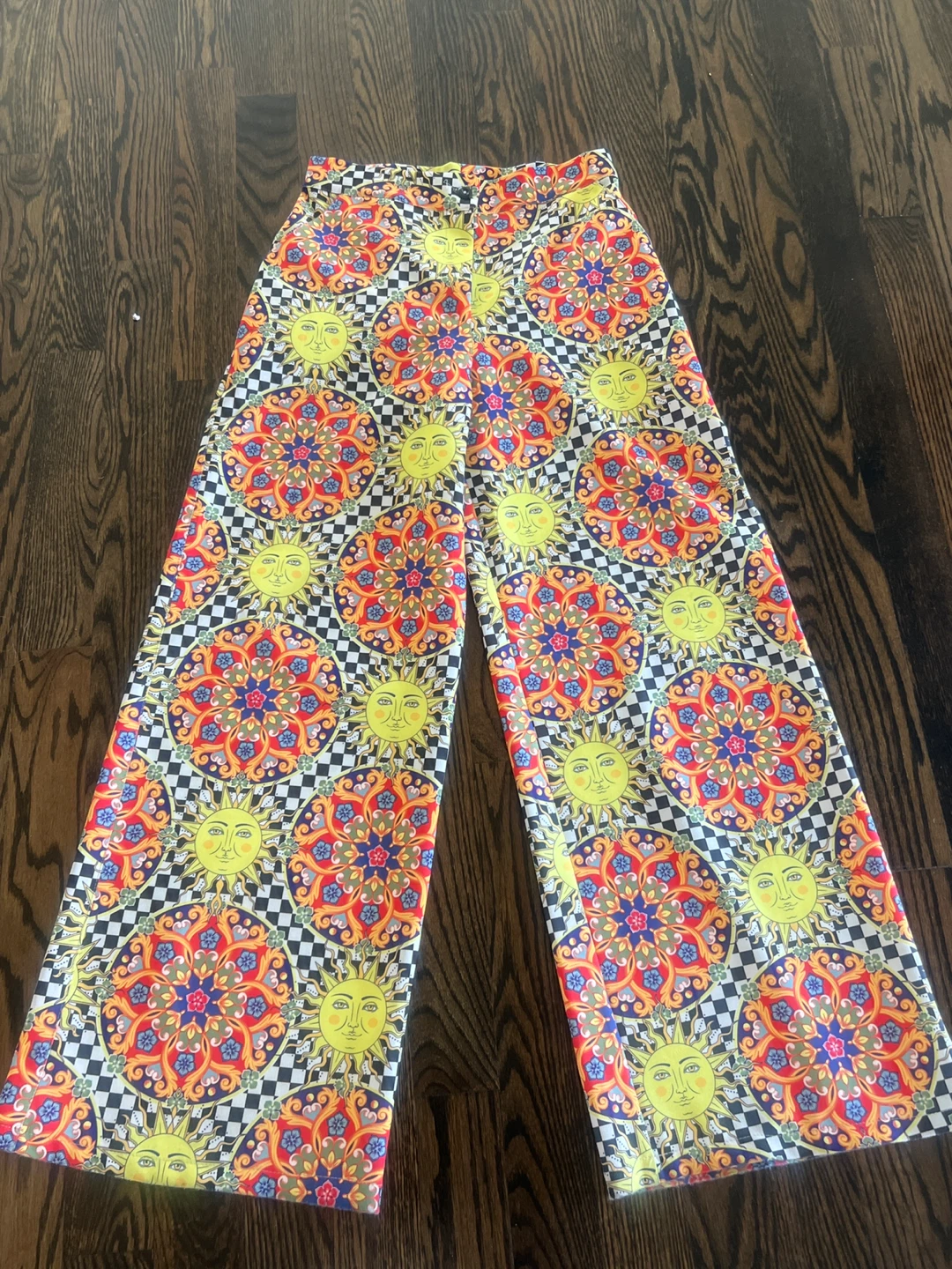 Wide Leg Pants with Sun and Mandala Print