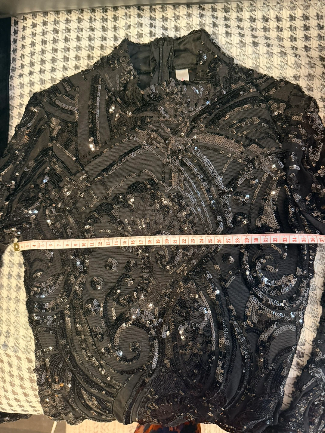 Black Sequin Mock Neck Long Sleeve Dress - photo 5