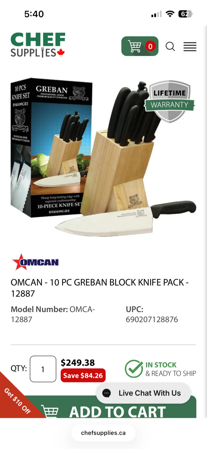 GREBAN 10-Piece Professional Grade Knife Set with Wooden Block - photo 3