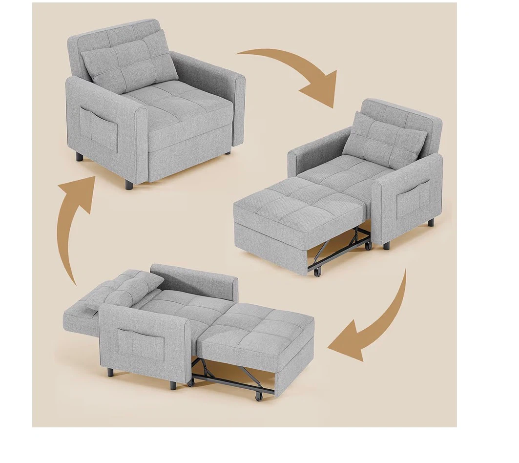 Grey Convertible Armchair Bed