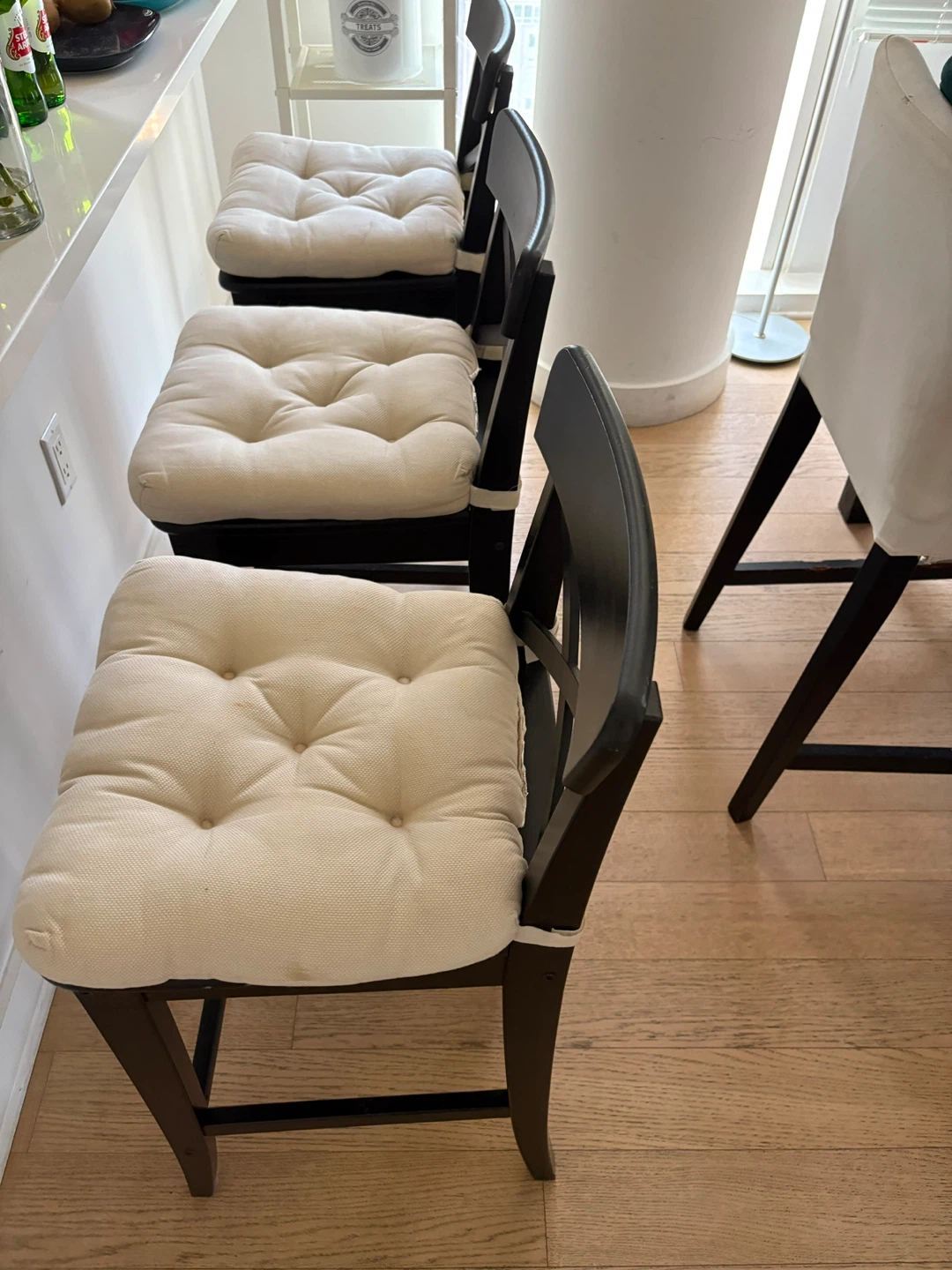Ikea Set of 3 Black Wooden Counter Stools