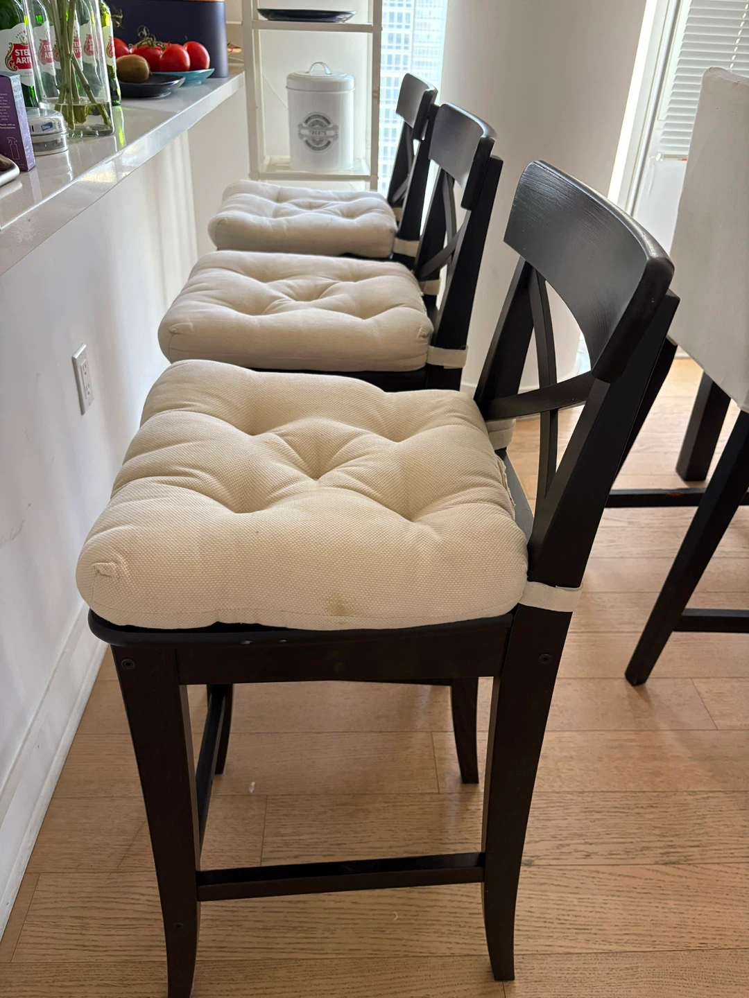 Ikea Set of 3 Black Wooden Counter Stools - photo 3
